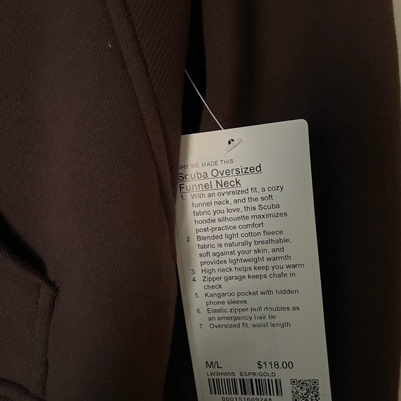 Lululemon Half-Zip funnel Women's Top Espresso/gold NWT - Picture 3 of 3